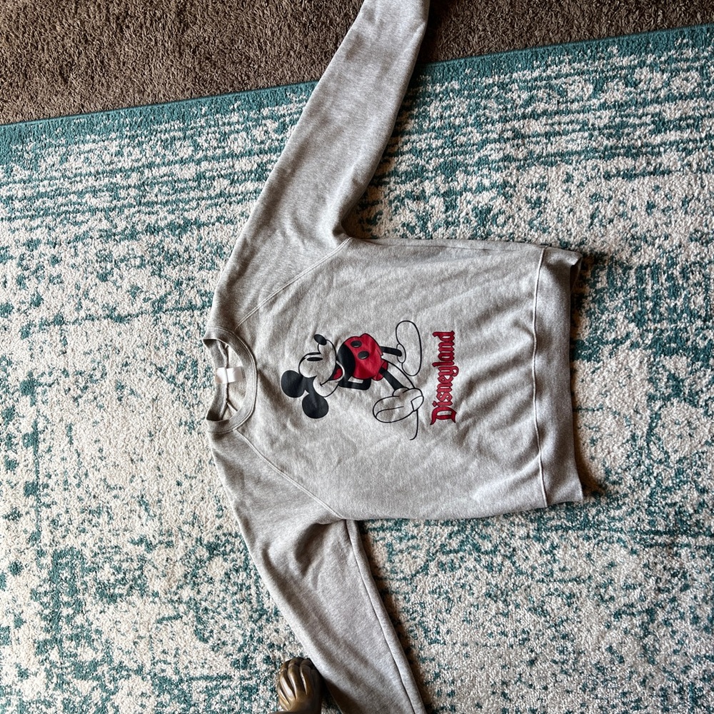 Disney Gray Mickey Mouse Sweatshirt - Red Accent